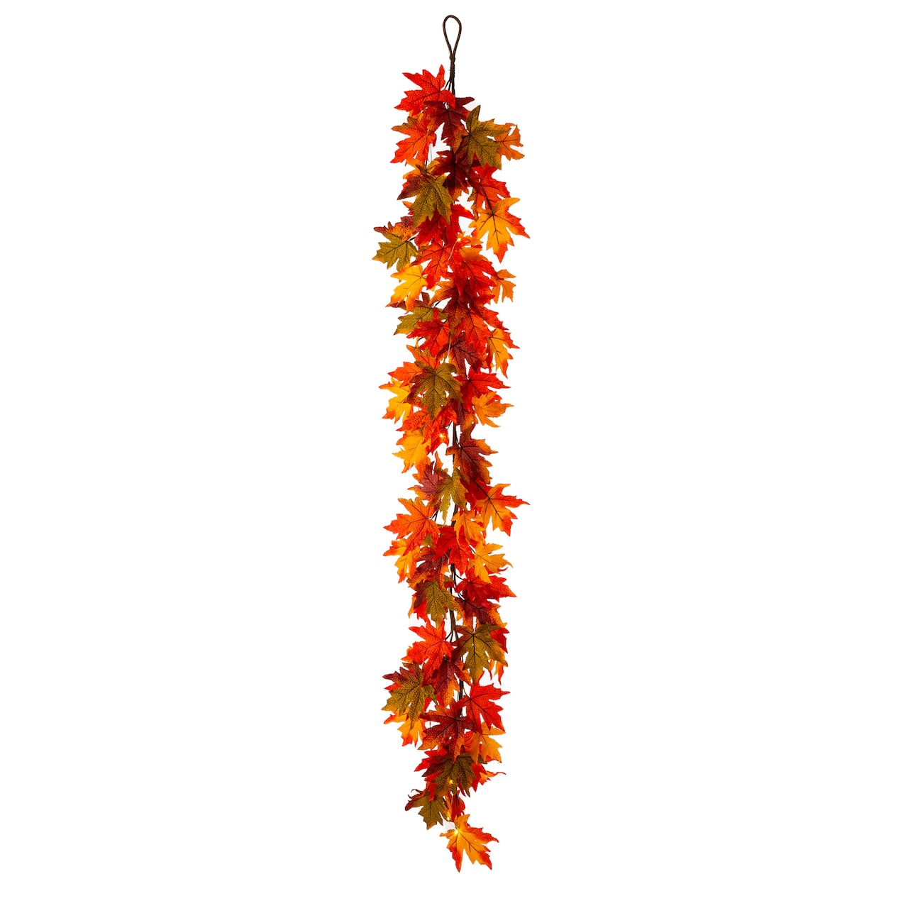 Glitzhome® 6ft. Fall Lighted Maple Leaves Garland with Timer
